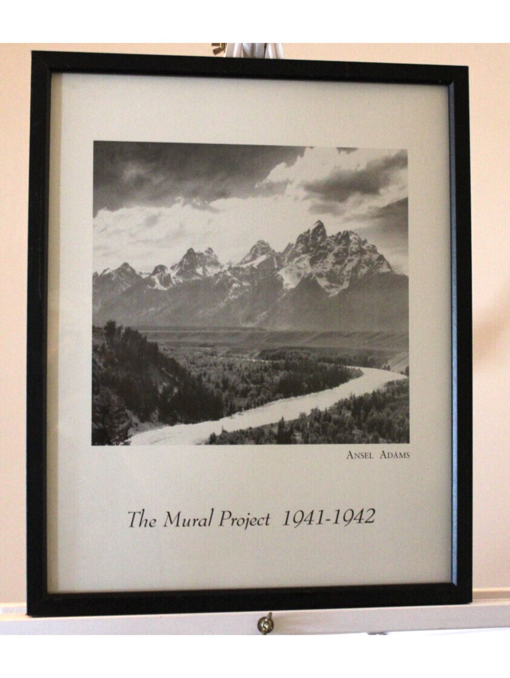 Vtg Ansel Adams Mural Project 1941-42 Tetons WY Snake River Framed Print 21x17